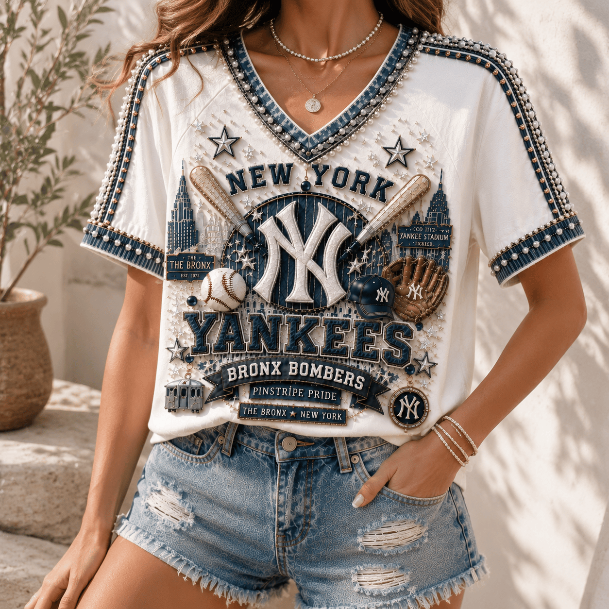 Premium NYY V-neck Shirt NTNA